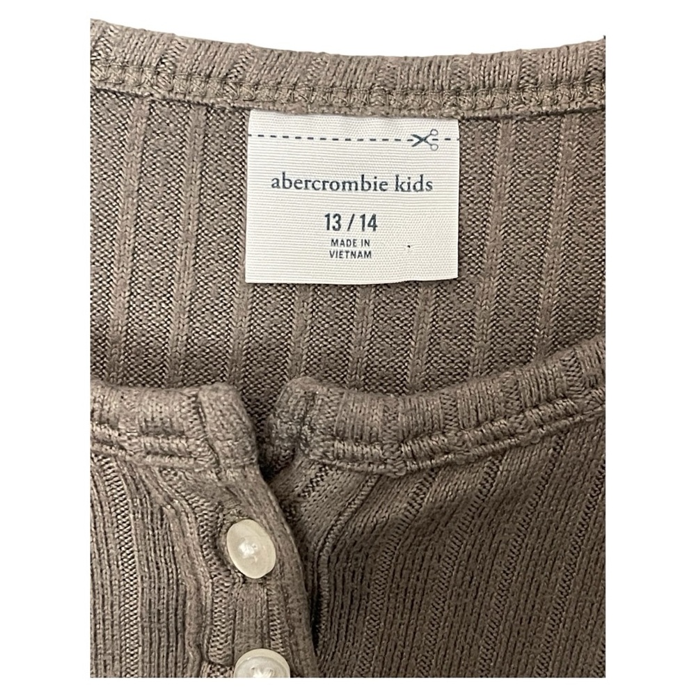 Abercrombie Kids Ribbed Button-Up Top - Olive - Picture 4 of 4
